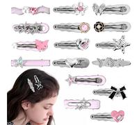 16PCS Silver Hair Clips for Women, Y2K Star Hair Clips, Silver Metal Non-Slip Alligator Clips, Cute Hair Accessories Gift Set of Hair
