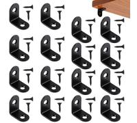 16pcs Small Angle Brackets - Stainless Steel L Brackets for Wood, Black Corner Brace Joint Right Angle Shelf Support for Furniture, Wall Shelves, Cabinets, DIY Woodworking Projects