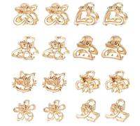 16Pcs Small Metal Hair Claw Clips Gold Mini Hair Clips Cute Tiny Hair Clips Nonslip Bangs Pins Hair Accessories for Women Girls(Wings, Round Heart,Heart, Flower, Semicircle, Cross Ribbon,Bow,Kitten)