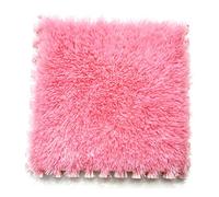 16Pcs Soft Tiles Foam Interlocking Floor Mats,Puzzle Play Mats,Long Plush Splicing Carpet Area Rug for Play Room Playmat,Bedroom Floor Tiles,12X12inch,Pink
