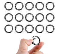 16pcs Spring Hook, Extra Small Spring Split Ring Key Loop Mini Hook Mini Snap Clip Round Clips Purse Rings for Straps Keychains Handbag Keys Crafts (Black)