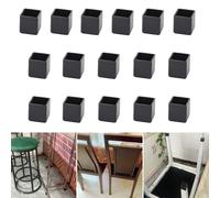 16Pcs Square 20x20mm Silicone Chair Leg Floor Protector, Black Chair Leg Caps, Furniture Foot Protectors, Stool Leg caps to Prevent Hardwood Floor Scratches and Reduce Noise
