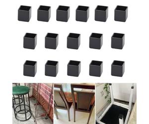 16Pcs Square 20x20mm Silicone Chair Leg Floor Protector, Black Chair Leg Caps, Furniture Foot Protectors, Stool Leg caps to Prevent Hardwood Floor Scratches and Reduce Noise