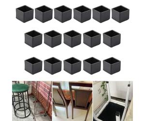 16Pcs Square 25x25mm Silicone Chair Leg Floor Protector, Black Chair Leg Caps, Furniture Foot Protectors, Stool Leg caps to Prevent Hardwood Floor Scratches and Reduce Noise