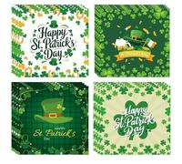 16pcs St. Patrick's Day Cards, Irish Holiday Greeting Cards with Envelopes, Featuring Shamrocks, Beer, Coins and Irish Flags, Fun and Festive Cards for Friends, Family, and Parties