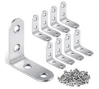16PCS Stainless Steel Right Angle Corner Brace, Small L Shape Corner Bracket - 40mm x 40mm x 16mm Metal Furniture Fastener Corner Brace Joint Corner Connector with 64pcs Screws (Sliver)