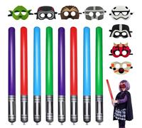 16pcs Star Inflatable Lightsaber Balloons and Felt Mask Set, 8 Inflatable Lightsaber, 8 Mask, Galaxy Theme Party Favours Birthday Decorations, Party Bags Accessories for Kid, Cosplay Dress Up Props