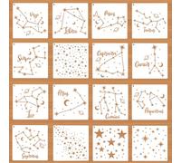 16pcs Star Stencils for Painting, 5.1 inch Reusable Constellations Stencils Rectangle Spray Paint Stencil for Painting on Wood, Crafts Cake Paper Rock Sign Fabric Metal