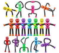 16PCS Suction Cup Robot Toy, Shape Changing Telescopic Pop Tubes Sensory Toy, Funny Robot Action Figure Bendable Fidget Toy Gift Birthday Party Favors Christmas