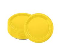 16PCS Sunflower Yellow Paper Plates, 18cm Solid Color Round Dinner Plates for Birthday, BBQs, Picnic, Kids Shower Parties