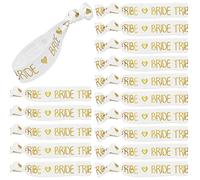 16pcs Team Bride Bracelets with Gold Lettering, 1 White Bride and 15 Team Bride Wristbands Bride Tribe Hair Ties for JGA Hen Party Bridal Shower Bachelorette Party Decorations