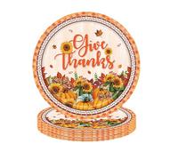 16Pcs Thanksgiving Plates 9inch - Autumn Paper Plates With Pumpkin Maple Leaf Design for Harvest Festival Decorations, Fall Table Decor