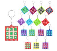16Pcs Tic Toe Tac Keychain, Tic Toe Tac Game Pendant Keyrings, Plastic Keyholders Party Favors, Mini Game Backpack Clip, Assorted Colours Fidget Key Fob, Key Chains for Kids Birthday Gifts