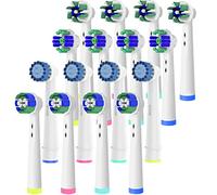 16pcs Toothbrush Heads Compatible with BRAU Oral B Electric Toothbrush, 4pcs Cross, 4pcs 3D White, 4pcs Sensitive, 4pcs Precision, Four Models in one Pack