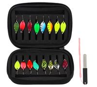 16pcs Trout Spinners Kit with Storage Box & Hook Sharpener - Fishing Spinners Lures for Trout, Perch, Pike, Bass - Durable Spinnerbaits with Vivid Colours