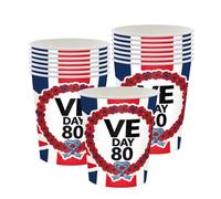 16Pcs Union Jack Flags Paper Cups for 2025 VE/VJ Day 80th Anniversary, Great Britain Union Jack 250ml/9Oz Party Cups UK British Flag Party Supplies for 80 Years Victory In Europe/Japan RAF WW2 1945