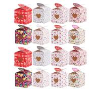 16PCS Valentine's Day Treat Boxes Love Heart Cardboard Box with Window Cupcake Boxes for Goodie Cookie Candy Sweet Crafts Party Favor Supplies