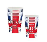 16Pcs VE Day 80th Anniversary Decorations Paper Cups, Ve Day Party Cup Table Decorations, 80 Years Victoryin Europe Party Cups for Celebrate Ve-Day 80 Years Victory in Europe RAF 1945 UK WW2 WWII