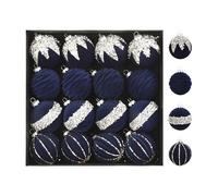 16pcs Velvet Christmas Baubles | 6cm Large Xm as Tree Ornaments | Shatterproof Christma Hanging Balls Sets with Rhinestone for Christma Tree Holidays Home Party Decoration