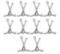 16pcs Vintage Ice Hockey Stick Charm Zinc Alloy Pendant for DIY Craft | Bracelet Making, Keychain Use, Sports Memorabilia Keepsake, Wear-resistant Alloy Finish, Fan Gift Supply