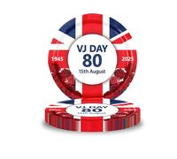 16pcs VJ Day 80th Anniversary Decorations Paper Plates 7inch,15th August VJ Day Plates 80 Years Victory In Japan WW2 1945-2025 Plate for Celebrate 2025 VJ-Day 80th Anniversary Party Table Decorations