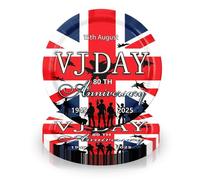 16Pcs VJ Day 80th Anniversary Paper Plates, 9 inch, 15th August VJ Day Plates 80 Years Victory in Japan WW2 1945-2025 Plate for Celebrate 2025 VJ-Day 80th Anniversary Party Table Decorations