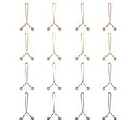16pcs Waist Tightener Buttons for Pants, Adjustable Beltless Trousers Clip, Scarf Pin, Sleeve and Tie Holder, No Sew Metal Fastener for Clothing Alteration, 4 Colors Include