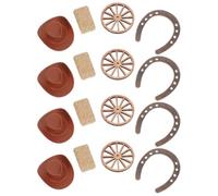 16pcs Western Table Centerpieces Mini Hay Bales Set for Dollhouses | Plastic Jute Rope Straw and Iron Pieces, Rustic Farmhouse Style, Easy to Arrange Mix-and-match Set