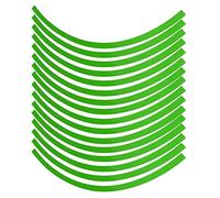 16Pcs Wheel Stickers Set, PVC Reflective Pinstripe Steering Wheel Tape Sticker Universal Decoration Film for 16-19 inch Car Bike Mortorcycle Wheels (Fluorescent Green)