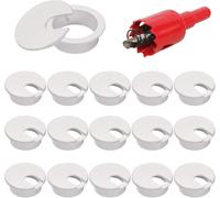 16Pcs White Desk Cable Grommets 35mm with Hole Saw for Office Wire Tidy