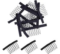 16pcs Wig Combs 7-teeth Wig Clips Lady Tools Black Metal Wig Caps for Women Black U Shape Wig Comb Clip Tooth Comb,Net Comb Clip Steel Tooth Clip Wig Clip for Wig Making Cap DIY Wig Caps Accessories