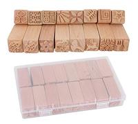 16Pcs Wooden Block Printing Stamps Stylish Border Pattern Wooden Stamps for Block Printing on Textiles, Pottery Crafts, Henna, Scrapbooking, Wall Painting
