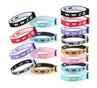 16PCS WWJD Bracelet Pack for Women Men, Christian Jesus Religious Inspirational Wristbands, Adjustable Braided WWJD Christian Bracelets Bulk What Would Jesus Do Bracelets for Teens, Youth(8 Colors)
