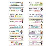 16Pieces Affirmation Cards For Growth & Positive Mindset | Inspirational Quote Items | Mindfulness Card With Action Plans | Motivational Mindsets Poster | Home & Bedroom Decor