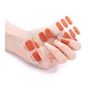 16Pieces/sheets Polish Strips For Women Self-Adhesive Warm Color Polish Stickers Full Wraps For Nails Art