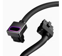 16PIN GPU Power Cable,12VHPWR GPU Modular Cable,ARGB PSU Cable with 5V 3Pin,18AWG 90° Right-Angle Design,Male to Male for All RTX 40&50 Series(5090 not Allowed) PC Power Cord(Black,Clip A-50CM)