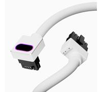 16PIN GPU Power Cable,12VHPWR GPU Modular Cable,ARGB PSU Cable with 5V 3Pin,18AWG 90° Right-Angle Design,Male to Male for All RTX 40&50 Series(5090 not Allowed) PC Power Cord(White,Clip A-50CM)