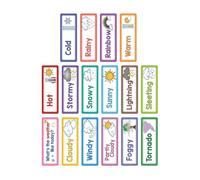 16Sheet Weather Word Cards Educational Flashcards for Kids 10.5x3.5Inch Classroom Teaching Aid English Weather Vocabulary Cards