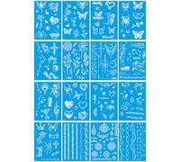 16sheets Waterproof Blue Glow-In-The-Dark Temporary Tattoo Stickers For Electronic Music Festivals, Cute Butterfly Party Bracelet Tattoos