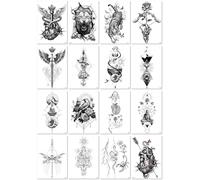 16sheets Waterproof Temporary Transfer Stickers For Men And Women, Featuring Animal And Buddha Images, In Black And White Or Color. 150 * 210MM A13