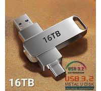 16TB Flash Drive Usb 3.2 Super High Speed Metal Transfer U Disk Pen Drive Waterproof Type C Disk SSD USB Drive Disk New Arrival black 8TB