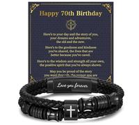 16th 18th 21st 30th 40th 50th 60th Birthday Gifts for Men - Leather Cross Bracelets for Men Adjustable Double-Row Braided Leather Bracelet Faith Religious Christian Easter Happy Birthday Jewelry Gift