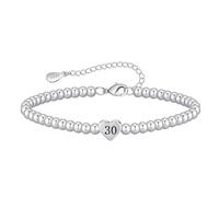 16th 18th 21st 30th 40th 50th 60th Birthday Gifts for Women - 925 Sterling Silver Adjustable Bead Bracelet, Hypoallergenic Heart Charm Gift for Mum Daughter Grandma (30)
