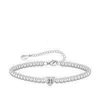 16th 18th 21th 30th 40th Birthday Gifts for Women,Stain/less Ste/el Bead Bracelet for Women,Adjustable Heart Bracelet,Heart Pendant Brac/elet Gift,Personalised Bracelets for Wo/men,Birthday Gift