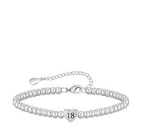 16th 18th 21th 30th 40th Birthday Gifts for Women,Stain/less Ste/el Bead Bracelet for Women,Adjustable Heart Bracelet,Heart Pendant Brac/elet Gift,Personalised Bracelets for Wo/men,Birthday Gift