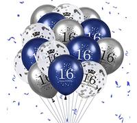 16th Birthday Balloons, 15 PCS Navy Blue Silver 16th Birthday Balloons for Boys Girls 16th Anniversary Happy Birthday Party Decorations Navy Blue Balloons Decor Supplies,12 Inches