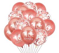 16th Birthday Balloons,15 Pcs Rose Gold Happy 16th Birthday Balloons, Rose Gold 16th Birthday Party Decorations Balloons for Girls Boys 16th Birthday Anniversary Decoration