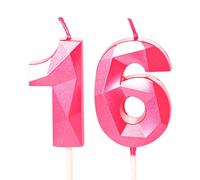 16th Birthday Candles Hot Pink Number 16 Candles for Birthday Cake, 16 Birthday Candles 16th Candles for Cake, 16th Birthday Cake Candles Cake Toppers for 16 Year Old Girls Her Rose Gold