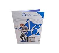 16TH BIRTHDAY CARD**CELEBRITY STYLE**BOY PLAYING GUITAR**SENTIMENTAL VERSE**9 X 6 INCH**,.,.DD5,