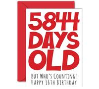 16th Birthday Card for Boys Girls Him Her - 5844 Days Old - Funny Teenager Happy Birthday Card for Brother Sister Son Daughter Cousin, A5 Humour Joke Greeting Cards